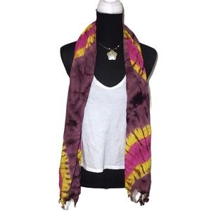 Handmade Tie Dye Wrap Scarf with Fringe